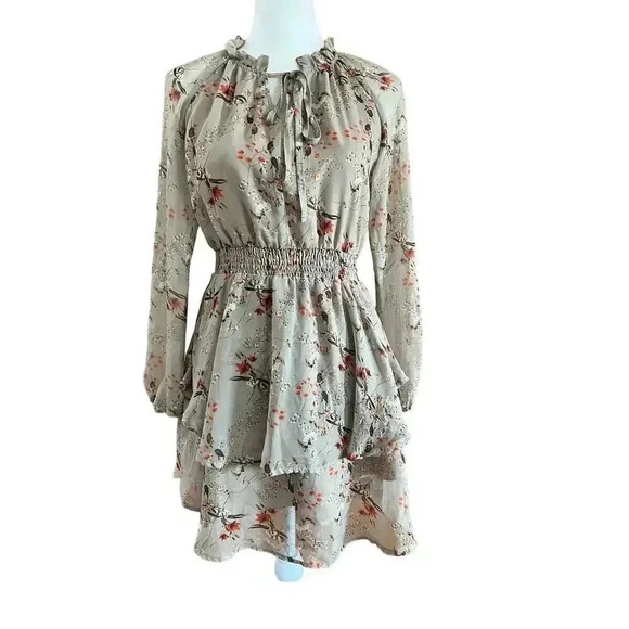 Allegra K Dresses & Skirts - ALLEGRA K ruffled floral layered tiered chiffon smocked waist dress size xs